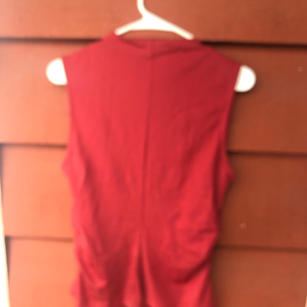 Grace Karin red sleeveless mock neck tank top with draped fabric Size Large